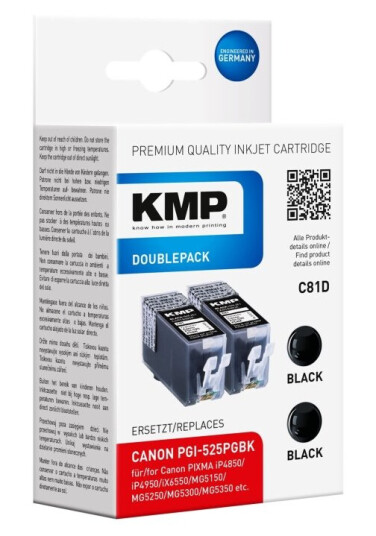Kmp Doublepack C81d - 2-Pack - 19 Ml - Svart - Kompatibel - Blekkpatron - For Canon Pixma Ip4950 Ix6550 Mg5350 Mg6250 Mg8150 Mg8250 Mx715 Mx885 Mx892 Mx895