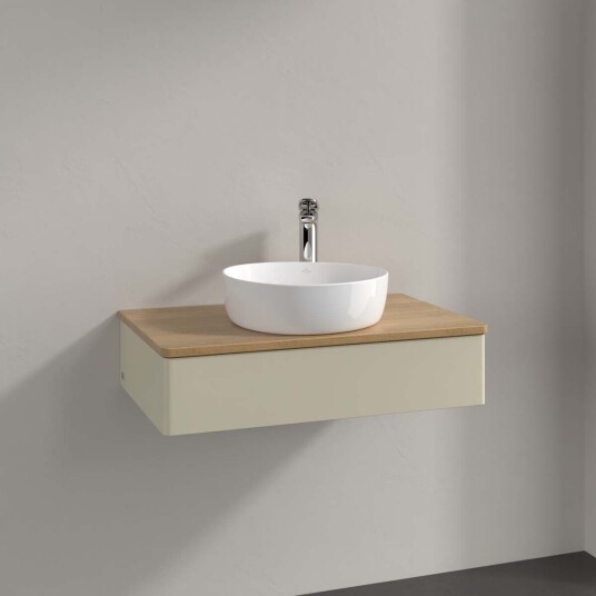 Villeroy & Boch Antao Servantskap med 1 skuff 80x50x19 cm m/lys Grå Matt/Eik