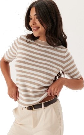 Object Collectors Item Objester S/S new knit pullover Humus Stripes:Cloud dancer XS
