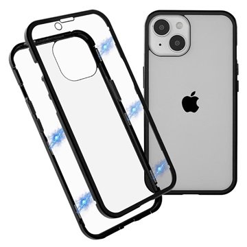 iPhone 14 Plus Magnetic Deksel med Herdet Glass Svart
