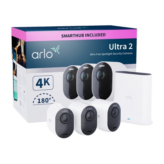Arlo Ultra 2 Trådløst 4K Sikkerhetskamera System - 3-pakning Hvit