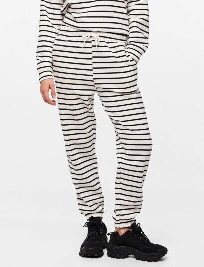 Pieces Pcchilli Hw Sweat Pants Stripes Noos Bc - Cream - S