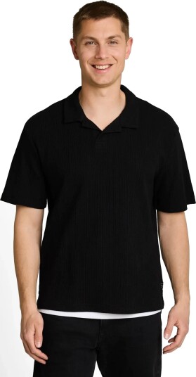 Tom Tailor Relaxed Structure Resort Collar Po Black M Tom Tailor Relaxed Structure Resort Collar Po Black M