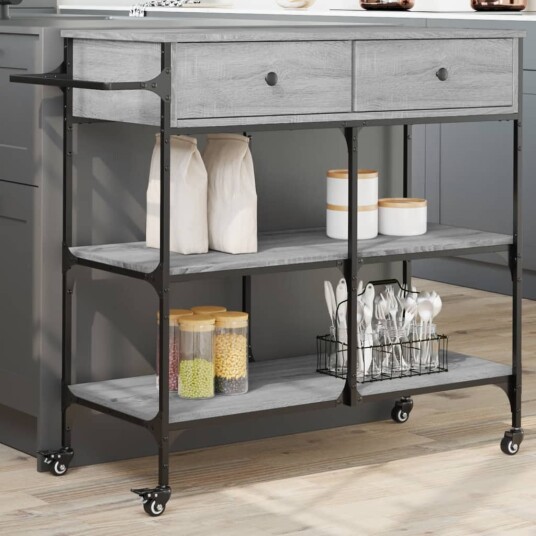 Kjøkkentralle grå sonoma 105x42x95 cm konstruert tre 842379 Kjøkkentralle grå sonoma 105x42x95 cm konstruert tre 842379