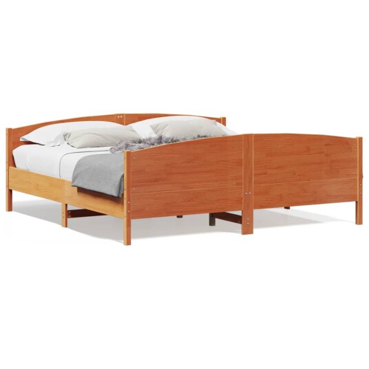 vidaXL Sengeramme med hodegavl voksbrun 180x200 cm heltre furu 8721012430099