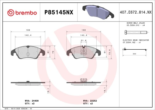 Bremseklosser BREMBO P85145NX