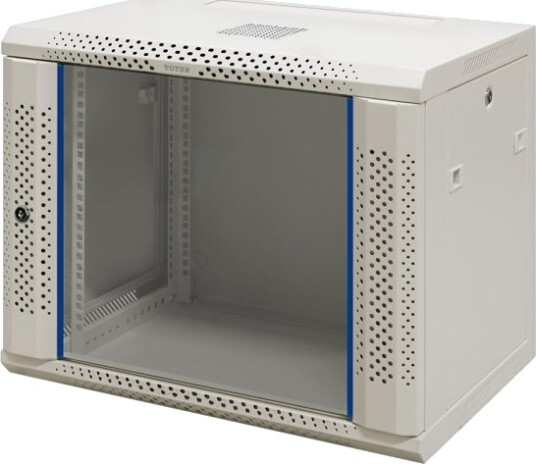 19" Veggskap 9U 600 × 450 Glassdør Hvit