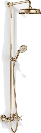 Hassel & Teudt HBR800 S01 Dusjstangsett M/Ø21cm Rain Deluxe M/Easyclean Polert Messing Natural