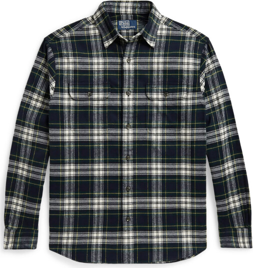 Polo Ralph Lauren Classic Fit Plaid Flannel Workshirt Navy M Polo Ralph Lauren Classic Fit Plaid Flannel Workshirt Navy M