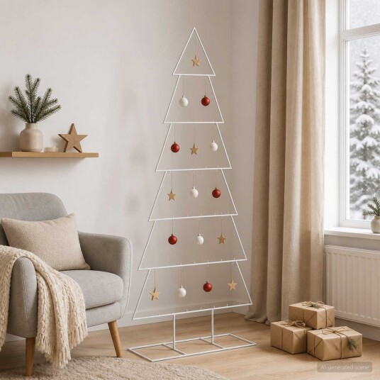 vidaXL Juletre i metall med fot KUOPIO 180 cm Stål Hvit