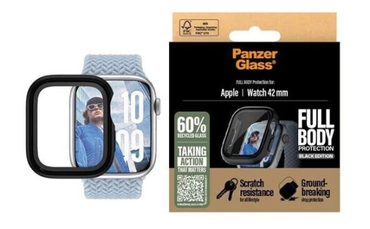 PanzerGlass Screen Protector Snappie Full Body Bulky Black Apple Watch Series 10 | 42mm