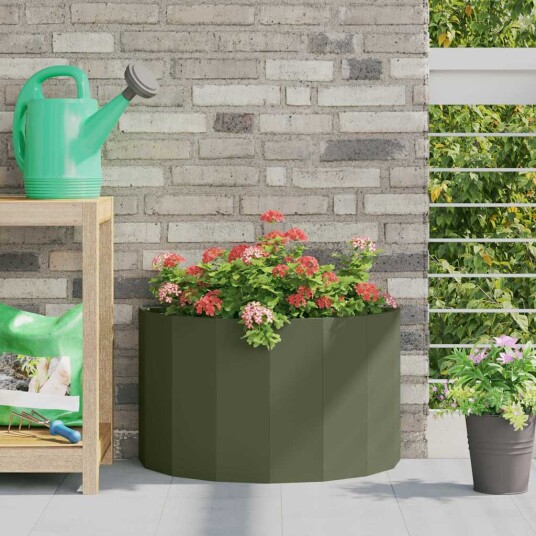 vidaXL Plantekassed Olivengrønn 60 x 30 x 35 cm Stål vidaXL Plantekassed Olivengrønn 60 x 30 x 35 cm Stål