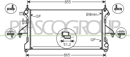 PRASCO FT930R001 Radiator motorkjøling PRASCO FT930R001 Radiator motorkjøling