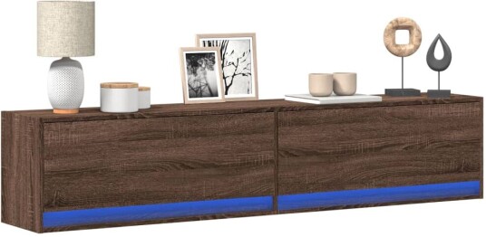 TV Veggskap med LED brun eik 180x31x38 cm