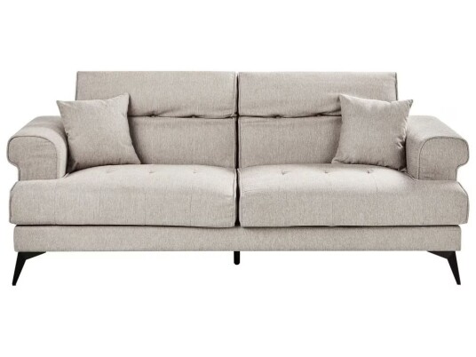 Beliani 3-seters Sofa Taupe Stoff med Justerbare Nakkestøtter Moderne Stuemøbler Beliani 3-seters Sofa Taupe Stoff med Justerbare Nakkestøtter Moderne Stuemøbler