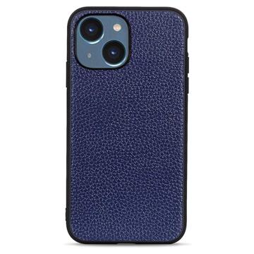 Elegant iPhone 14 Plus Lær Deksel Blå