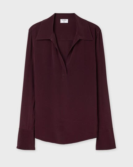 Filippa K Half Placket Blouse - Burgundy - 34