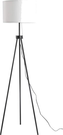 Moderne svart og hvit gulvlampe E27 i stål og polyester
