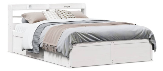 Sengeramme med hodegavl hvit 120x200 cm heltre furu 3307087