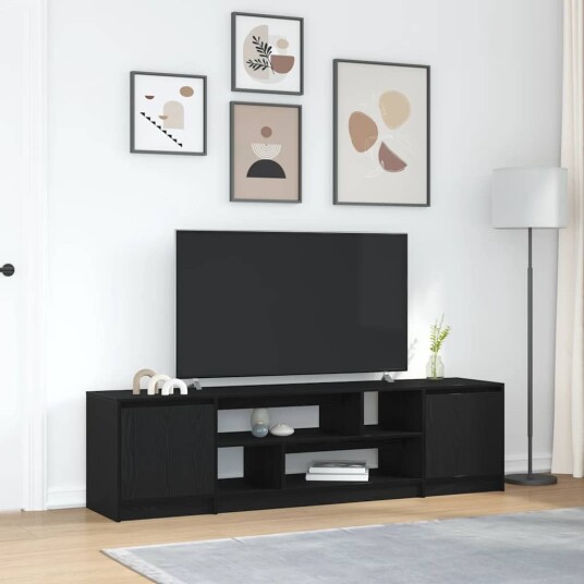 TV benk svart eik 188,5x41x50 cm konstruert tre TV benk svart eik 188,5x41x50 cm konstruert tre