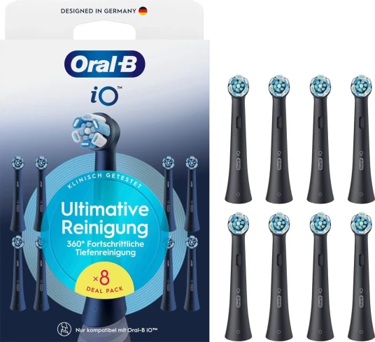 Oral B Io Series Ultimate Clean Tannbørstehoder – Svarte – 8 Pakning