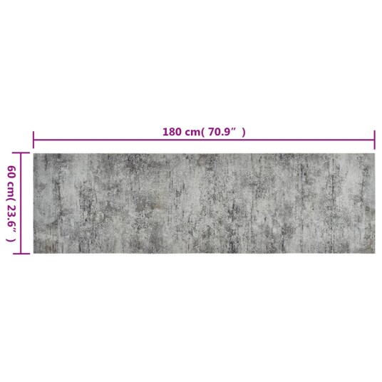 vidaXL Kjøkkenteppe vaskbar Beton 60x180 cm fløyel