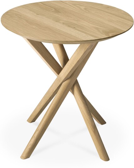 Ethnicraft - Mikado Round Side Table Oak Sidebord Alain Van Havre Tre Farget
