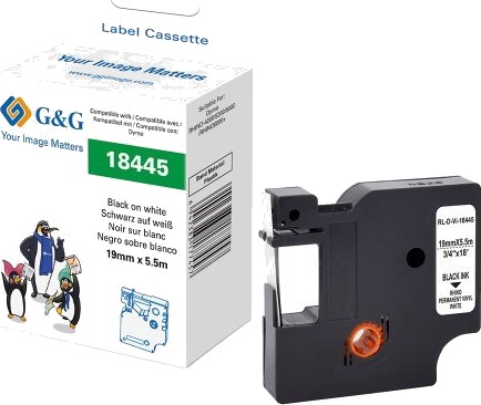 G&G 21680 Svart På Hvitt Kontinuerlig Etikett Svart Dymo Dymo Rhino 1000 Dymo Rhino 3000 Dymo Rhino 4200 Dymo Rhino 5000 Dymo Rhino 5200 Dymo Rhino 6000 1,9 Cm