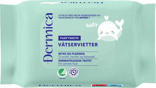 Dermica Baby våtservietter turpakning 24 stk Dermica Baby våtservietter turpakning 24 stk