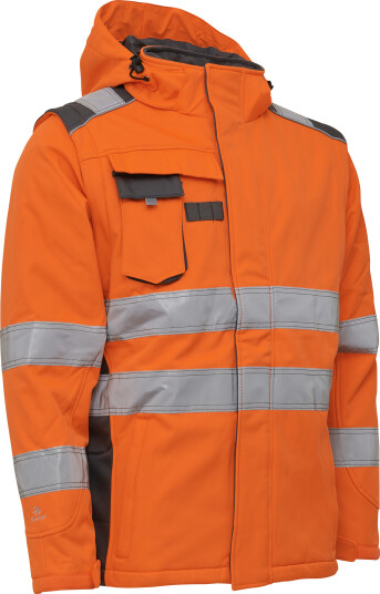 Elka Synlig Xtreme Vinter Softshell Jakke Fl.orange/grå 2XL