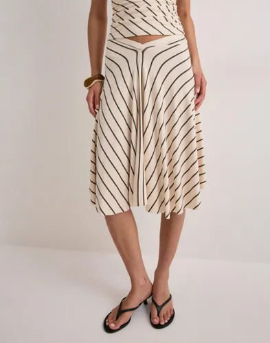 Nelly Beige Stripe Asymmetric Skirt