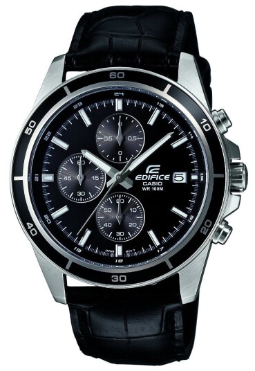 Casio Herreklokke EFR 526L 1AVUEF Edifice Sort/Lær Ø43.8 mm