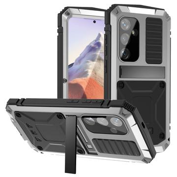 R Just Samsung Galaxy S25 Premium deksel med kickstand og skjermbeskytter i herdet glass   Sølv