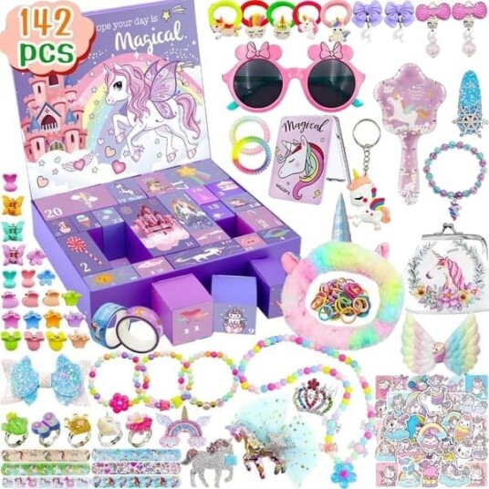 Adventskalender for jenter   Enhjørninggaver til jenter Adventskalender 24 dager Overraskelsesgaver Beste gaver til døtre barnebarn QC 066 rosa