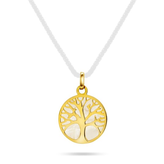 Pan Jewelry Anheng i 585 gult gull med perlemor og livets tre Pan Jewelry Anheng i 585 gult gull med perlemor og livets tre