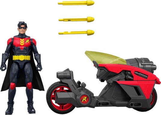 DC Comics Robin 15 cm Figur med Motorsykkel og Prosjektil - Actionfigur DC Comics Robin 15 cm Figur med Motorsykkel og Prosjektil - Actionfigur