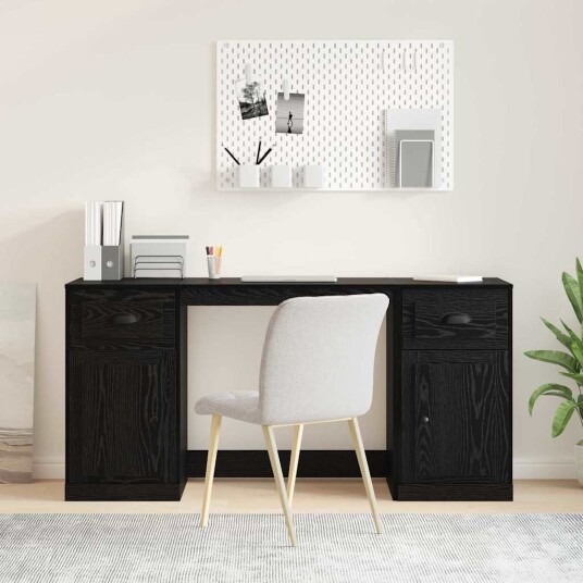 vidaXL Skrivebord med skap Svart Eik 154,5 x 50 x 75 cm Konstruert tre vidaXL Skrivebord med skap Svart Eik 154,5 x 50 x 75 cm Konstruert tre