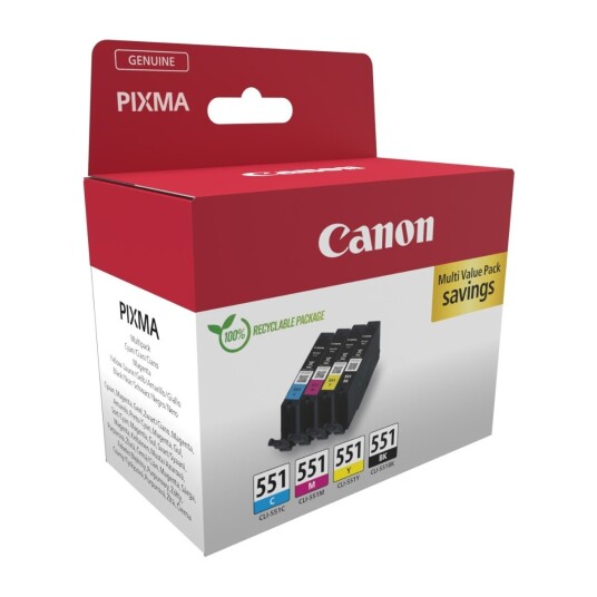 Canon blekkpatroner CLI-551CMYK Cyan Magenta Gul Sort