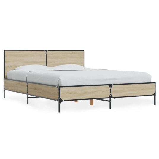 Sengeramme sonoma eik 140x200 cm konstruert tre og metall 8721102612947