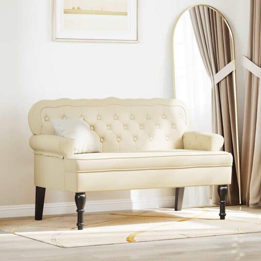 Chesterfield Benk Krem 119.5 x 64.5 x 75 cm Kunstlær