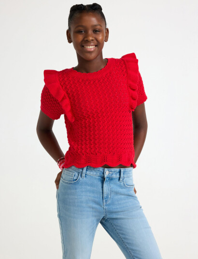 Lindex Top Knitted With Flounce Red 170