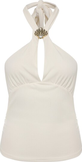 Gina Tricot Seashell Detail Halterneck Top Cream M