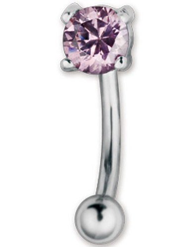 Banan Øyenbrynspiercing med Rosa Diamantformet Sten 1.2 x 8 mm