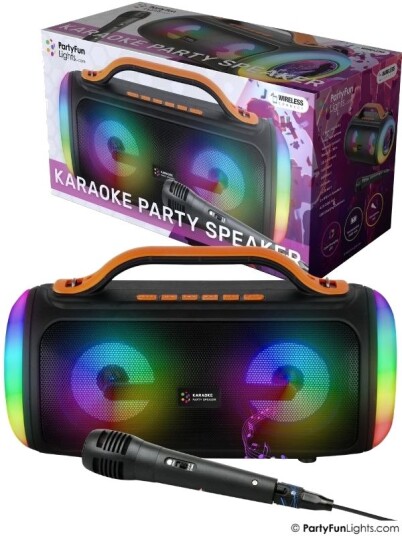 Partyfun Lights Karaoke Party Bluetooth Høyttaler Med Mikrofon Og Led-Lys Svart