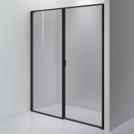 INR Iconic Nordic Rooms Dusjvegg Edge 4 Måltlpasset - Høyre / Matt Svart Grått Glass