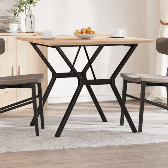 Spisebord Y-ramme 90x90x75,5 cm heltre furu og støpejern 3282784 Spisebord Y-ramme 90x90x75,5 cm heltre furu og støpejern 3282784