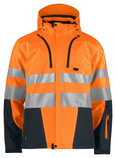 ProJob 6420 Softshelljakke En Iso 20471 Kl 3/2 Fôret Orange/Black 3XL