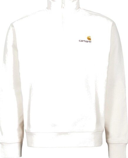 Carhartt WIP Half Zip American Script Sweatshirt WHITE M