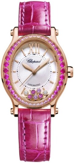 Chopard Dameklokke 275362 5003 Happy Sport Sølvfarget/Lær Ø29 mm