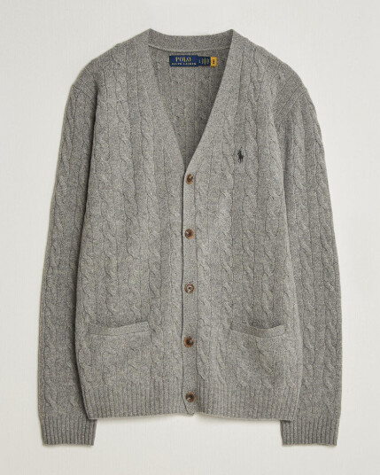Polo Ralph Lauren Wool/Cashmere Cable Cardigan Fawn Grey Heather